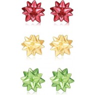 3 Pairs Christmas Earrings For Women Xmas Jewelry Bow Stud Earrings Green Red Gold Holiday Christmas Bow Earrings Set Christmas Gifts